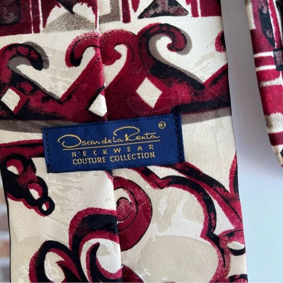 Oscar de la Renta Couture Collection 100% Silk Tie – Geometric & Baroque - Picture 1 of 10